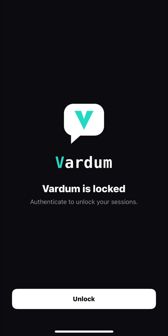 Vardum's lock screen: Vardum is locked, with an Unlock button